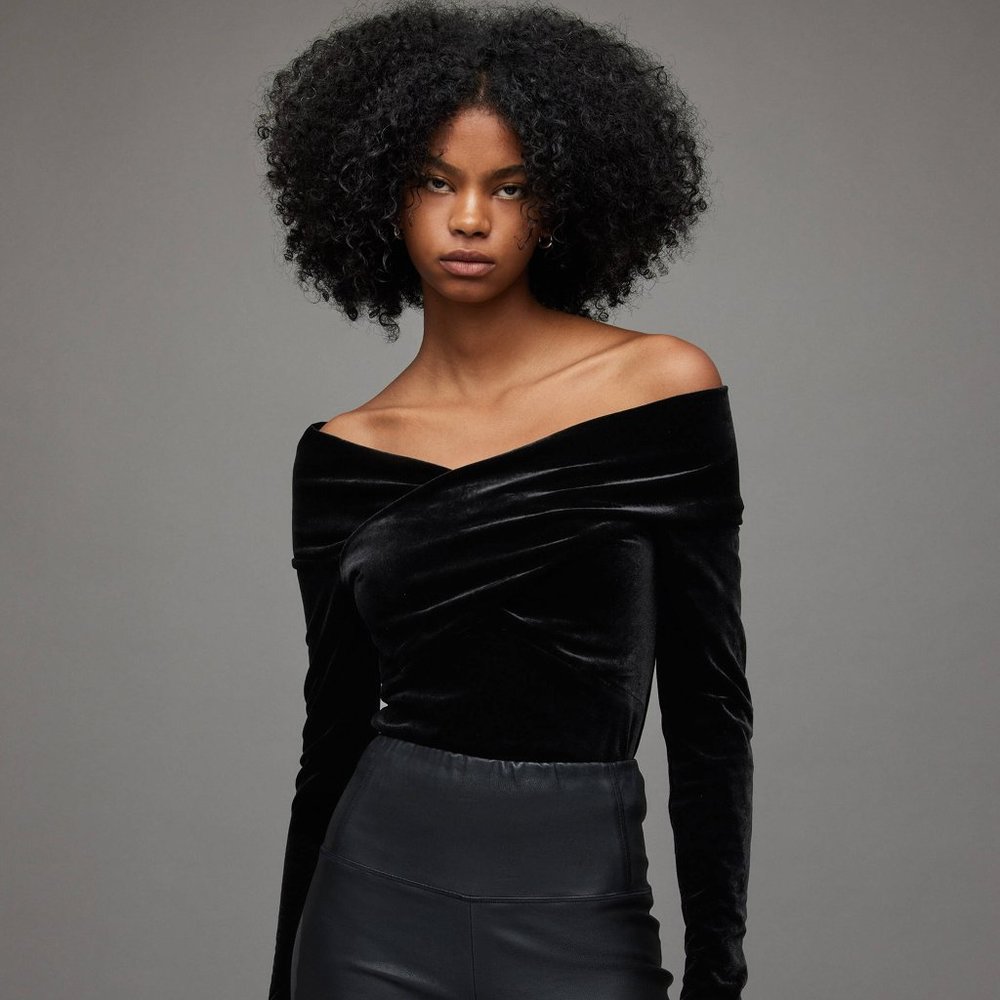 AllSaints Delta Velvet top, size 6